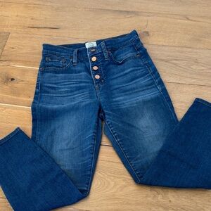 J. Crew 9 inch high rise, toothpick jeans